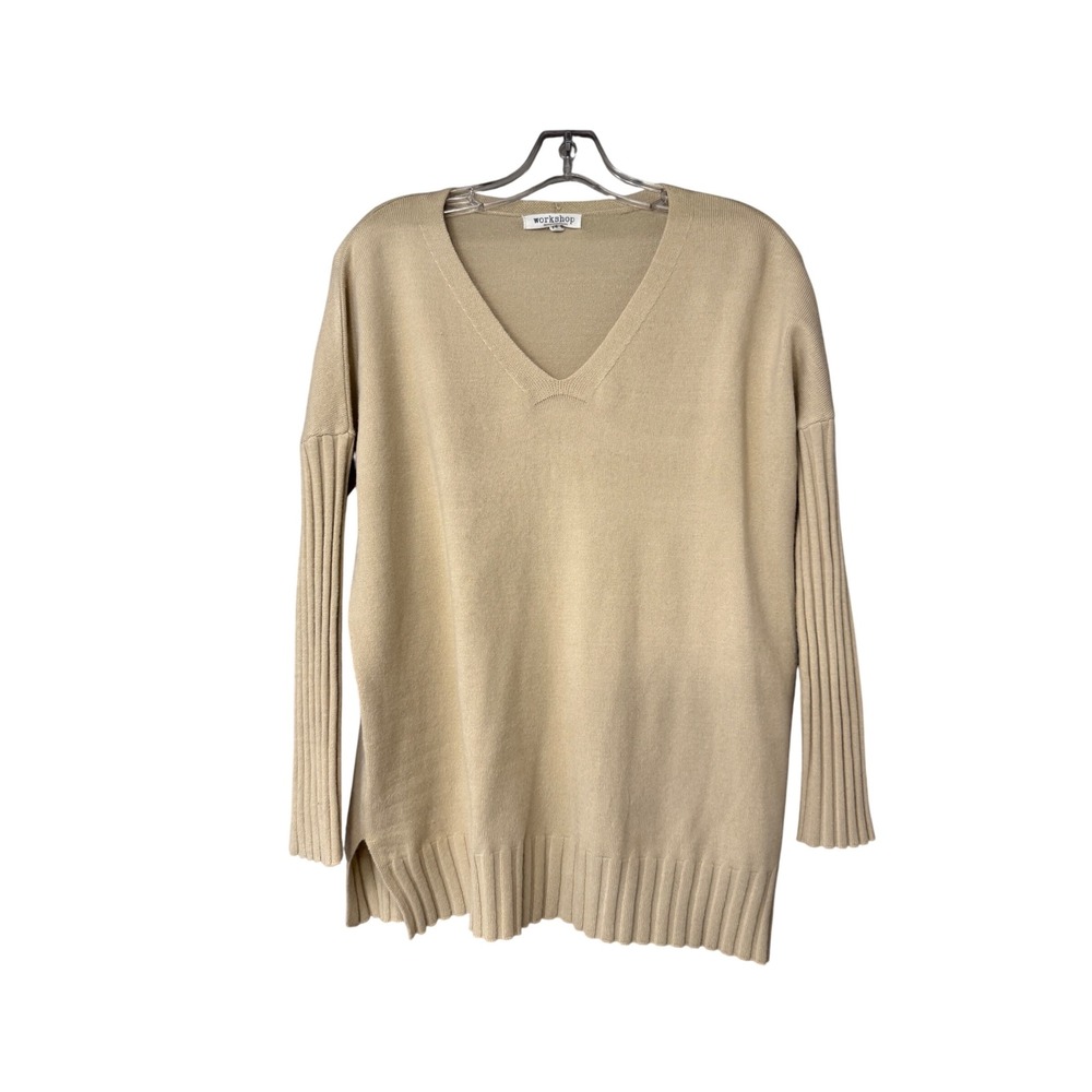 Workshop Republic Clothing Oversized Beige V Neck Sweater‎ XS